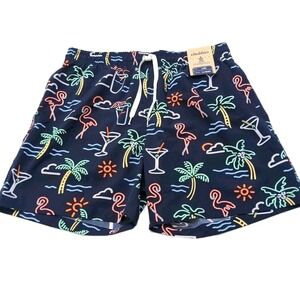 Chubbies The Neon Lights 5.5 Inch Swim Trunk Mens L Palm Tree Flamingo NEW NWT